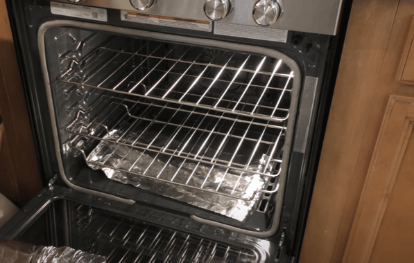 Aluminium foil placed in oven