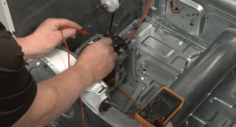 Using multimeter for testing dryer motor